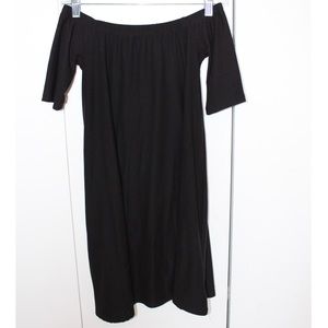 Off the shoulder black mini dress